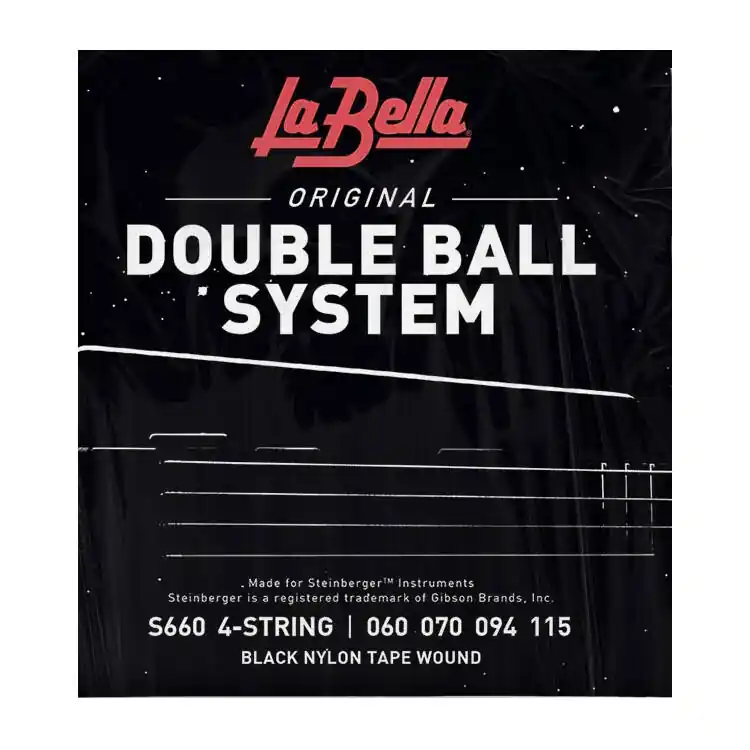 La Bella Double Ball Black Nylon Bass Strings, Flat Wound (60-115) Super Prix