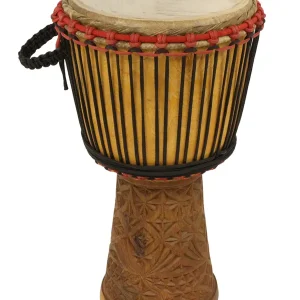 Authentique African Drums Large African Djembe with Fully Carved Bottom - 12 x 22‘‘