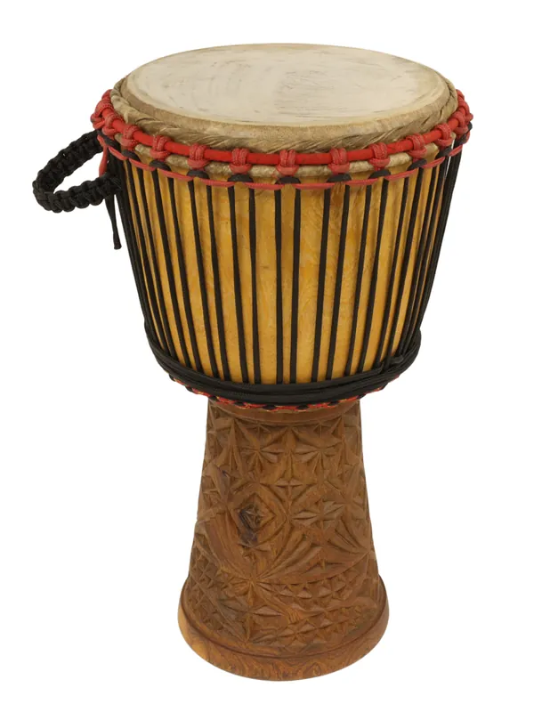 Authentique African Drums Large African Djembe with Fully Carved Bottom - 12 x 22‘‘