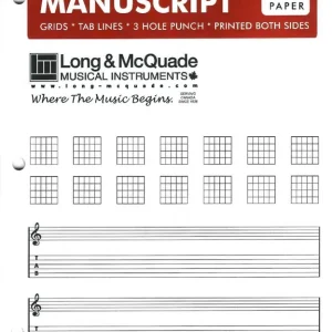 Long & McQuade Guitar Manuscript Paper - Frames, TAB, Staff/3-Hole Punched - Pad Pas Cher