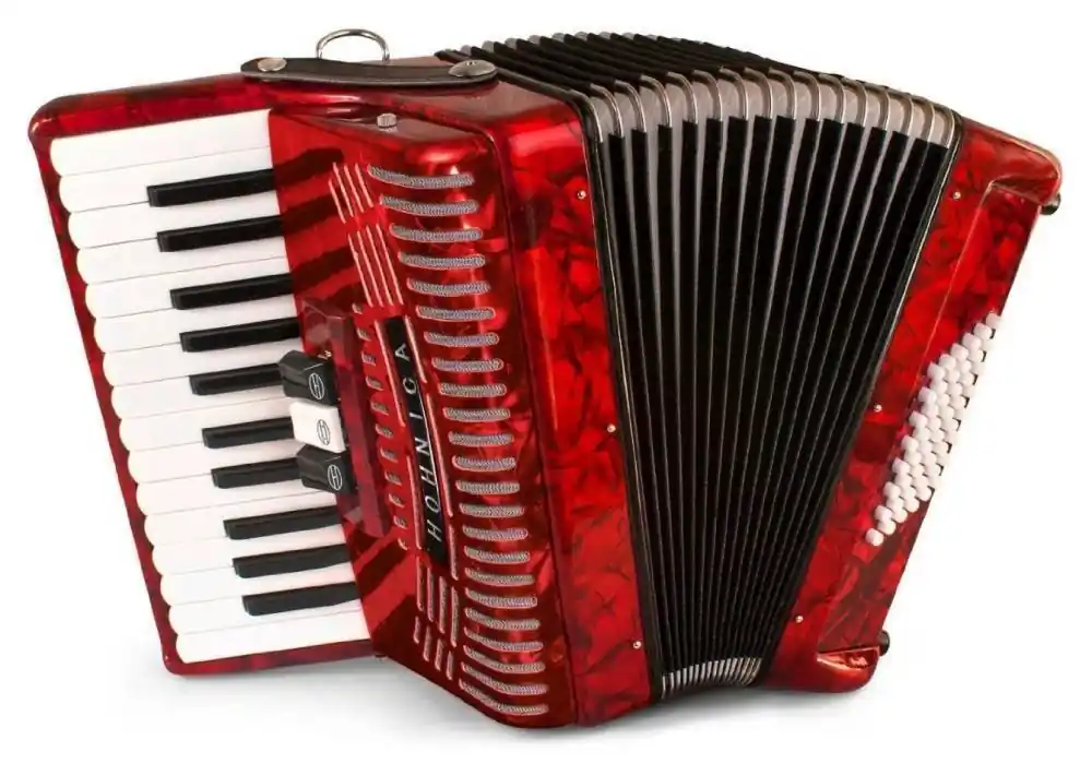 Hohner Hohnica 1304 Piano Accordion - 26 Keys/48 Bass - Red Promotion Saisonnière