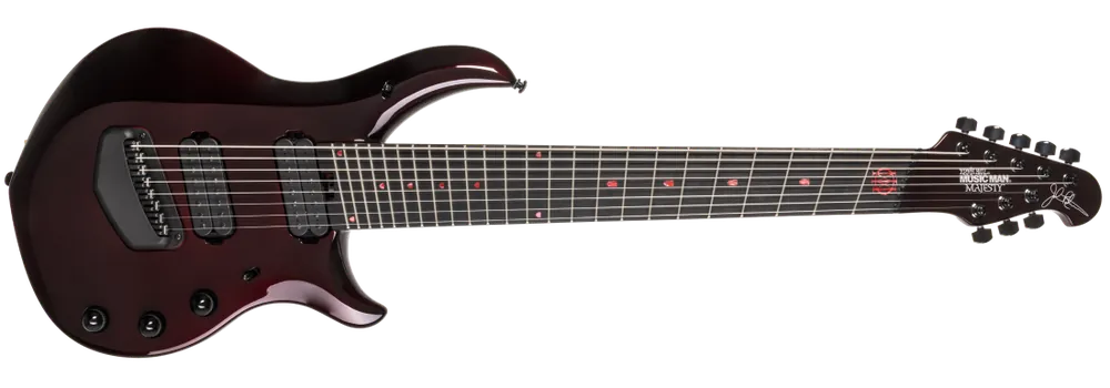 Soldes Ernie Ball Music Man Majesty Premium Select 8-String Electric Guitar with Case - Carnelian Red
