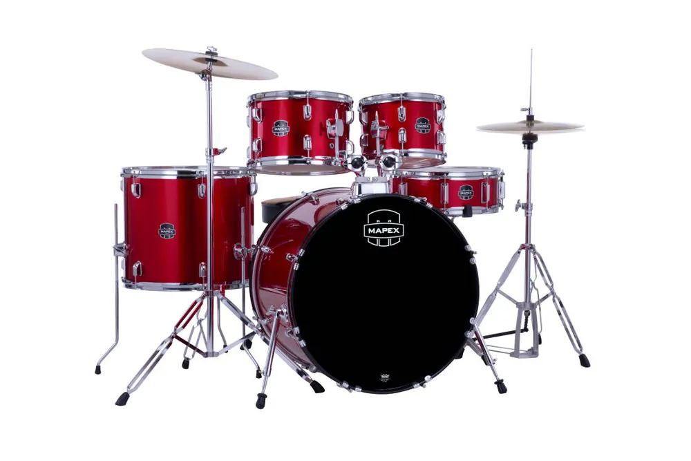 Mapex Comet 5-Piece Drum Kit (22,10,12,16,SD) with Cymbals and Hardware - Infra Red Prix Réduit