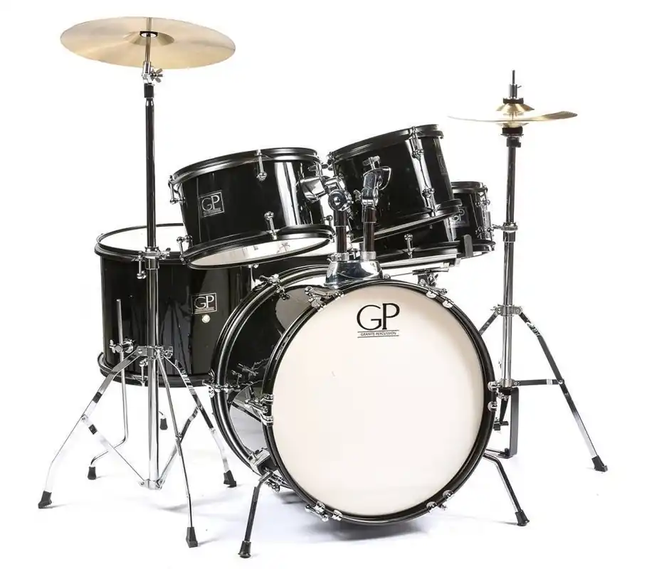 Offre Exclusive Granite Percussion Junior 5-Piece Drum Kit (16,8,10,12,10SD) with Cymbals and Hardware - Black