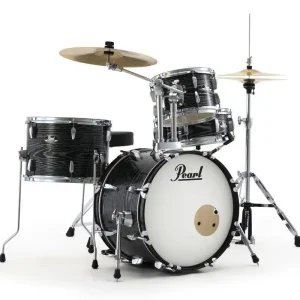 Populaire Pearl L&M Exclusive Roadshow Complete Drum Kit (18,10,14,SD) with Hardware and Cymbals - Midnight Chrome Vortex
