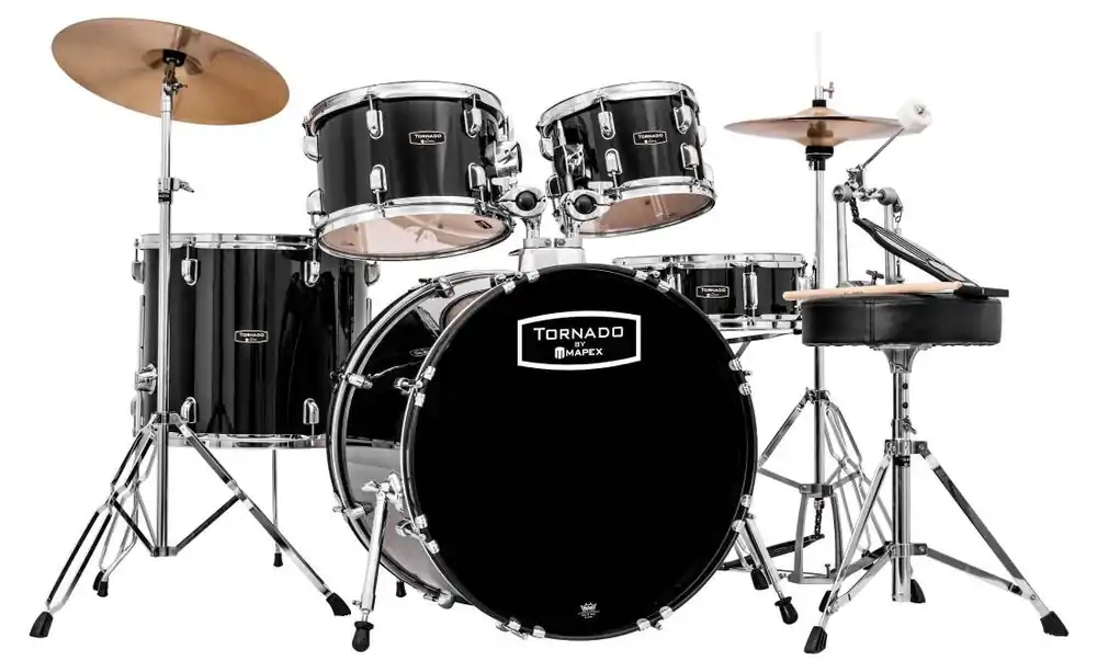 Livraison Express Mapex Tornado 5-Piece Drum Kit (22,10,12,16,SD) with Cymbals and Hardware - Black