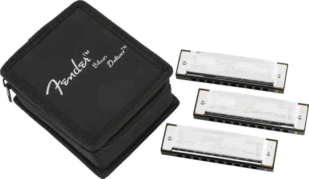 Vente Flash Fender Blues Deluxe 3 Pack Harmonicas with Case