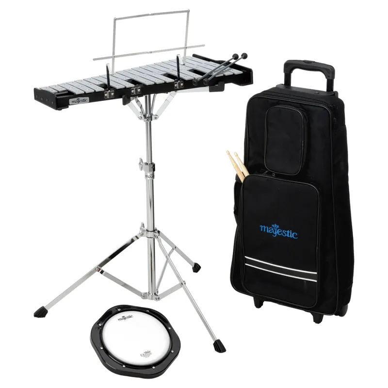 Authentique Majestic Percussion Student Bell and Practice Pad Kit with Roll Cart