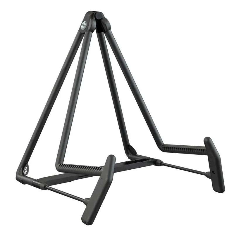 K & M Stands Heli 2 Acoustic Guitar/Instrument A-Stand - Black Authentique