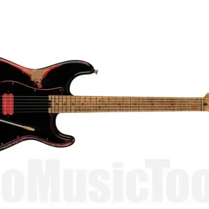 Commander Maintenant Charvel Custom Shop Nitro Relic Hot Rod Super Strat - Black Over Fiesta Red - Masterbuilt By Pasquale Campolattano