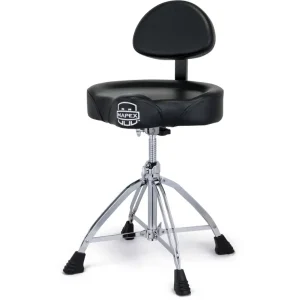 Certifié Mapex T875 Saddle Top Drum Throne with Back Rest and Double-Braced Quad Legs