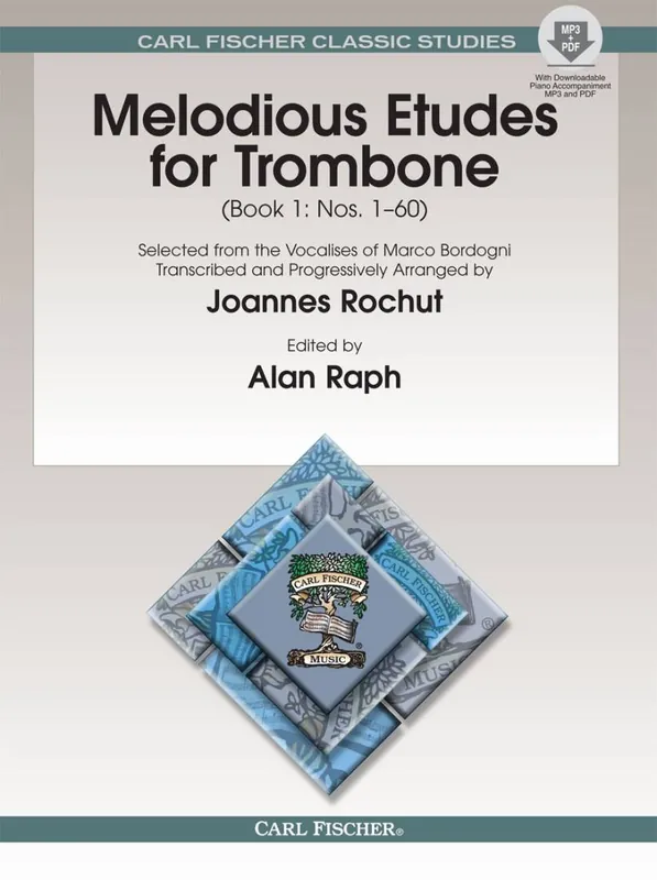 Jusqu'à Épuisement Des Stocks Carl Fischer Melodious Etudes for Trombone, Book 1 Nos. 1-60 - Bordogni/Rochut/Raph - Book/Media Online