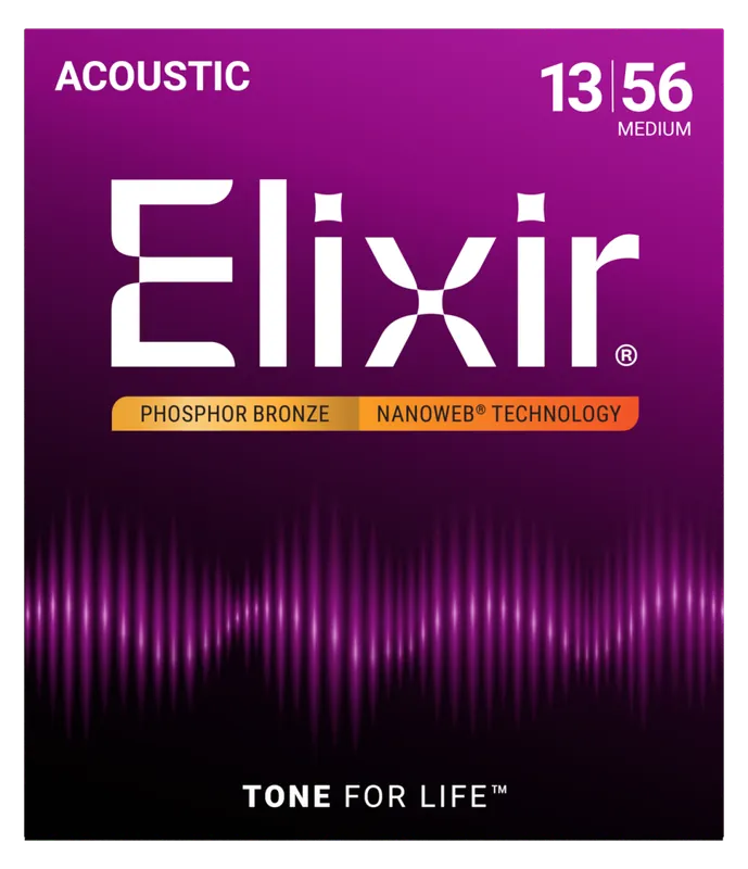 Vente Flash Elixir Strings NANOWEB Phosphor Bronze 13-56 Medium Acoustic Strings