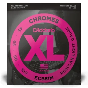 D‘Addario ECB81M Chromes Bass Guitar Strings, Light, 45-100, Medium Scale Pas Cher