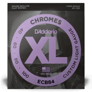 D‘Addario ECB84 Chromes Bass Guitar Strings, Custom Light, 40-100, Long Scale Super Prix