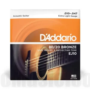 Certifié D‘Addario EJ10 Bronze Acoustic Guitar Strings, Extra Light, 10-47