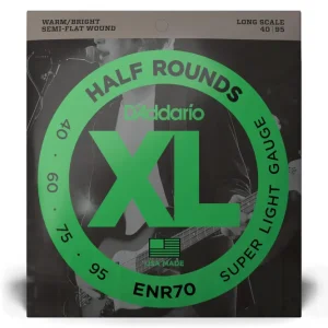 D‘Addario ENR70 Half Round Bass Guitar Strings, Super Light, 40-95, Long Scale Offre Limitée