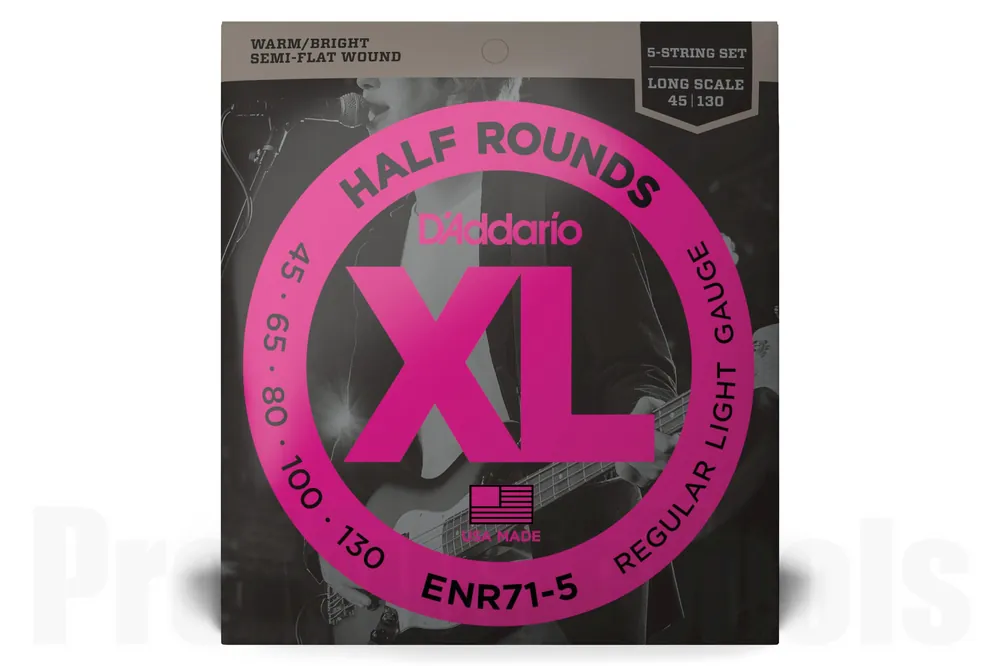 Commander Vite D‘Addario ENR71-5 Half Round 5-String Bass Guitar Strings, Regular Light, 45-130, Long Scale