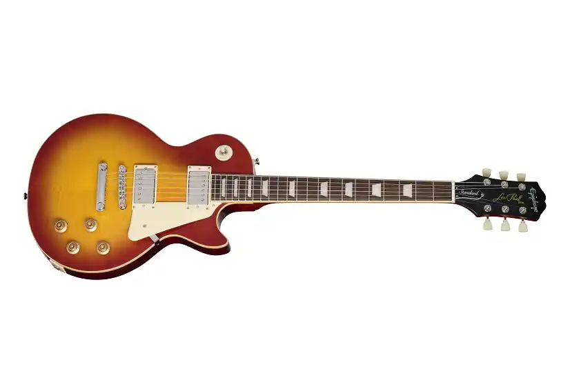Soldes Epiphone Les Paul Standard 50s Figured Electric Guitar with Gigbag - Washed Cherry Sunburst
