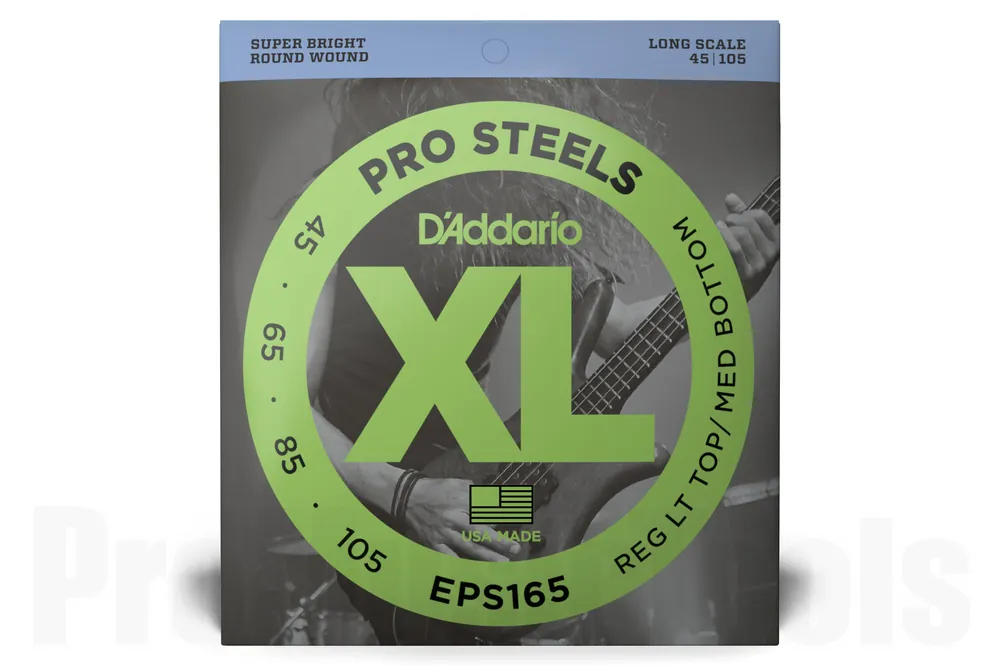 Vente Flash D‘Addario EPS165 ProSteels Bass Guitar Strings, Custom Light, 45-105, Long Scale