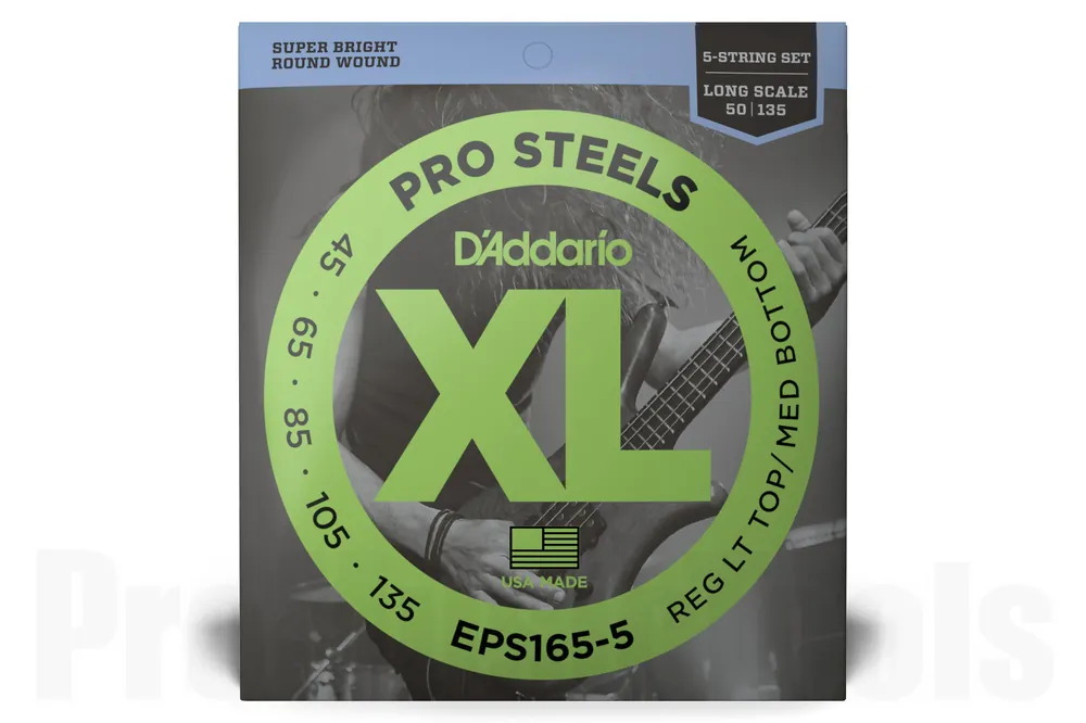 Jusqu'à Épuisement Des Stocks D‘Addario EPS165-5 5-String ProSteels Bass Guitar Strings, Custom Light, 45-135, Long Scale