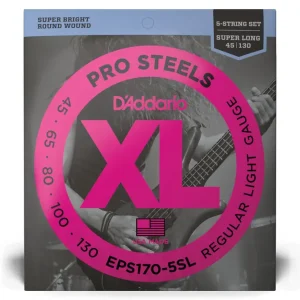 D‘Addario EPS170-5SL 5-String ProSteels Bass Guitar Strings, Light, 45-130, Super Long Scale Usine Directe