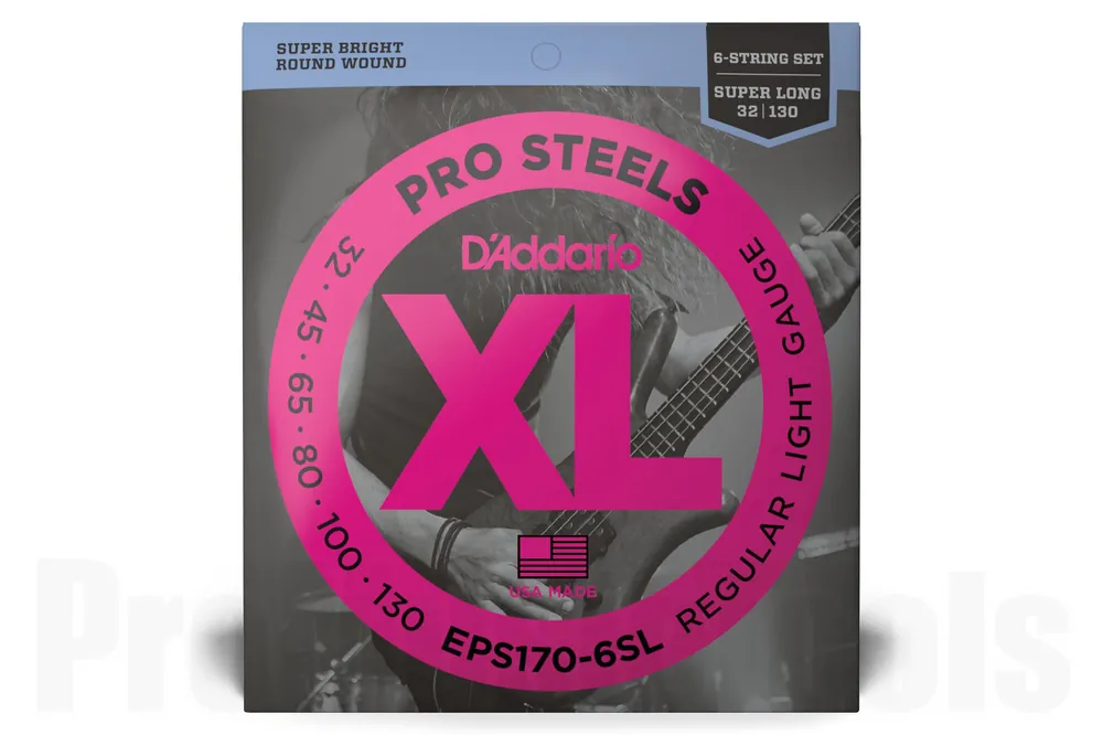 D‘Addario EPS170-6SL 6-String ProSteels Bass Guitar Strings, Light, 30-130, Super Long Scale Petit Prix