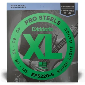 Commande En Gros D‘Addario EPS220-5 5-String ProSteels Bass Guitar Strings, Super Light, 40-125, Long Scale