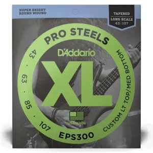 D‘Addario EPS300 ProSteels Bass Guitar Strings, Custom Light, 43-107, Long Scale Super Prix