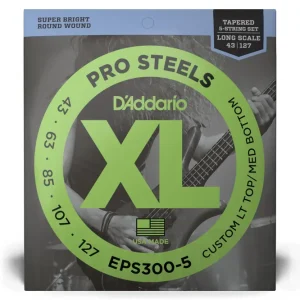 Offre Limitée D‘Addario EPS300-5 ProSteels 5-String Bass, Custom Light, 43-127, Long Scale