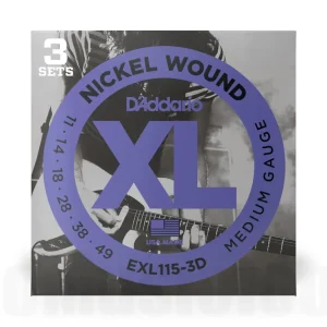 D‘Addario EXL115-3D Nickel Wound Electric Guitar Strings, 3 Sets, Medium/Blues-Jazz Rock, 11-49, 3 Sets Vente Flash