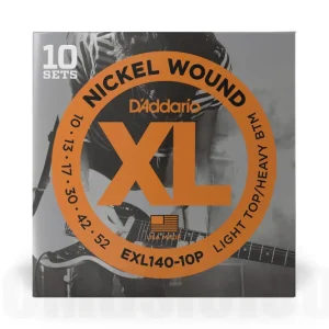 D‘Addario EXL140-10P Nickel Wound Electric Guitar Strings, Light Top/Heavy Bottom, 10-52, 10 sets Nouvel Arrivage