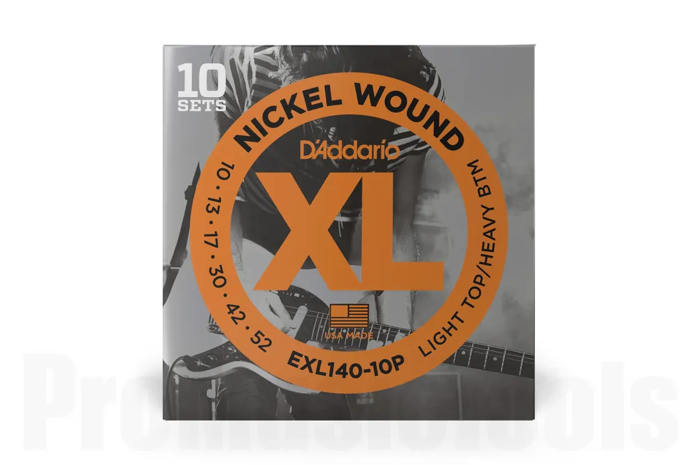 D‘Addario EXL140-10P Nickel Wound Electric Guitar Strings, Light Top/Heavy Bottom, 10-52, 10 sets Nouvel Arrivage