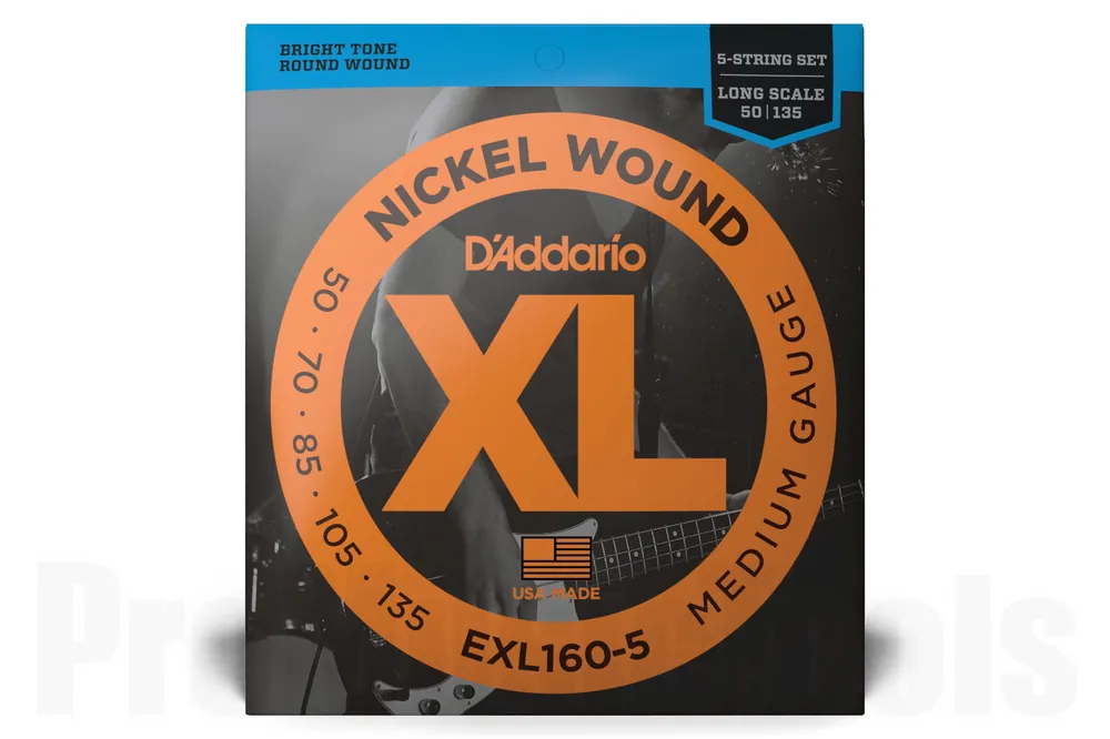 D‘Addario EXL160-5 5-String Nickel Wound Bass Guitar Strings, Medium, 50-135, Long Scale Prix Réduit