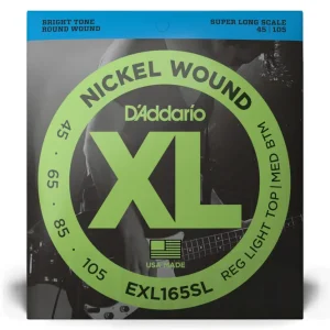 D‘Addario EXL165SL Nickel Wound Bass Guitar Strings, Custom Light, 45-105, Super Long Scale Prix Promo