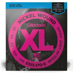 D‘Addario EXL170-5 5-String Nickel Wound Bass Guitar Strings, Light, 45-130, Long Scale Paiement Sécurisé