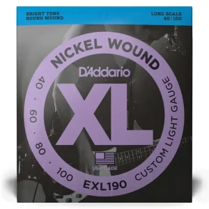 D‘Addario EXL190 Nickel Wound Bass Guitar Strings, Custom Light, 40-100, Long Scale Seulement Aujourd'hui