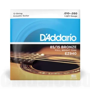 D‘Addario EZ940 85/15 12-String Bronze Acoustic Guitar Strings, Light, 10-47 Commander Maintenant