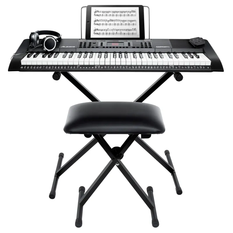 Alesis Harmony 61 MK3 Keyboard Bundle with Bench, Stand, Headphones and Sustain Pedal Nouvelle Collection
