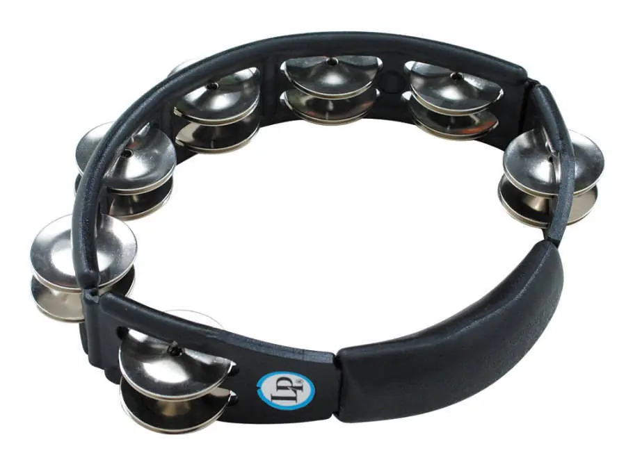 Usine Directe Latin Percussion Cyclops Handheld Tambourine, Steel Jingles - Black