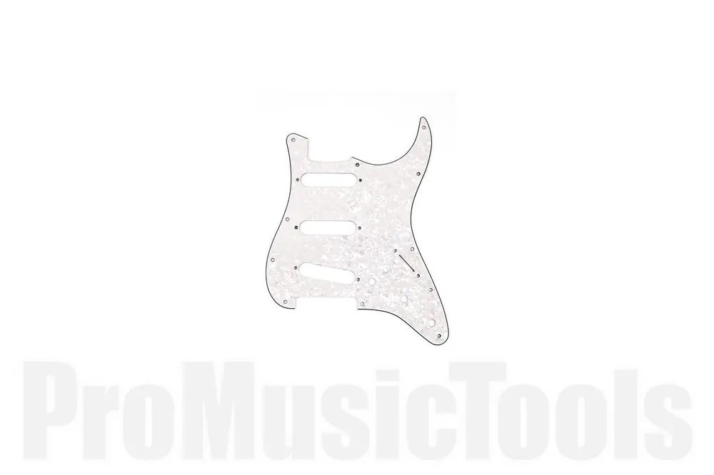 Acheter En Ligne Fender Pickguard - Stratocaster S/S/S - 11-Hole Mount - White Pearl - 4-Ply