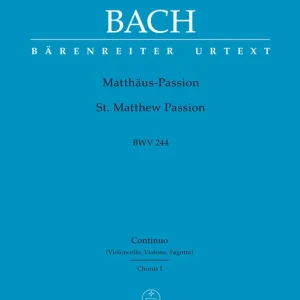 Usine Directe Baerenreiter Verlag St. Matthew Passion BWV 244 - Bach/Durr/Schneider - Choral Accompaniment