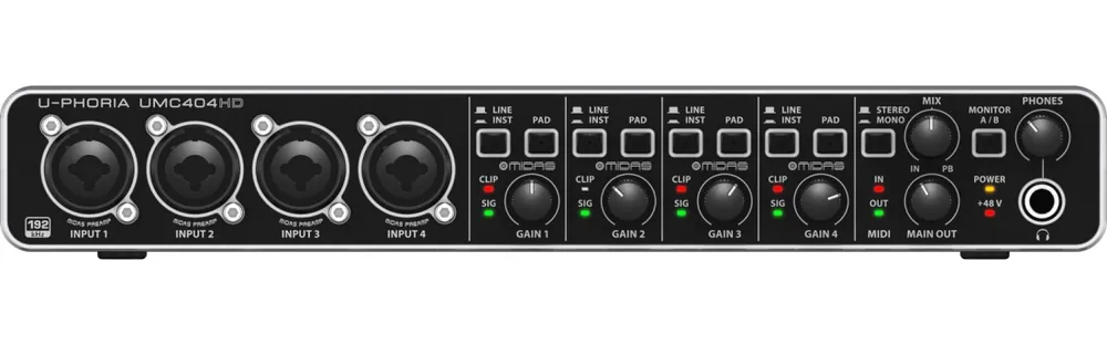 Behringer U-Phoria UMC404HD Audiophile 4x4, 24-Bit/192 kHz USB Audio/MIDI Interface Expédié Aujourd'hui