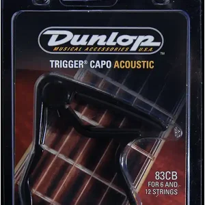DUNLOP 83CB CAPODASTRE TRIGGER NOIR GUITARE FOLK MANCHE BOMBE Pas Cher