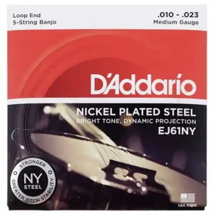 Paiement Sécurisé D‘ADDARIO EJ61NY JEU CORDES BANJO 5 CORDES "NY STEEL" - TIRANT MEDIUM