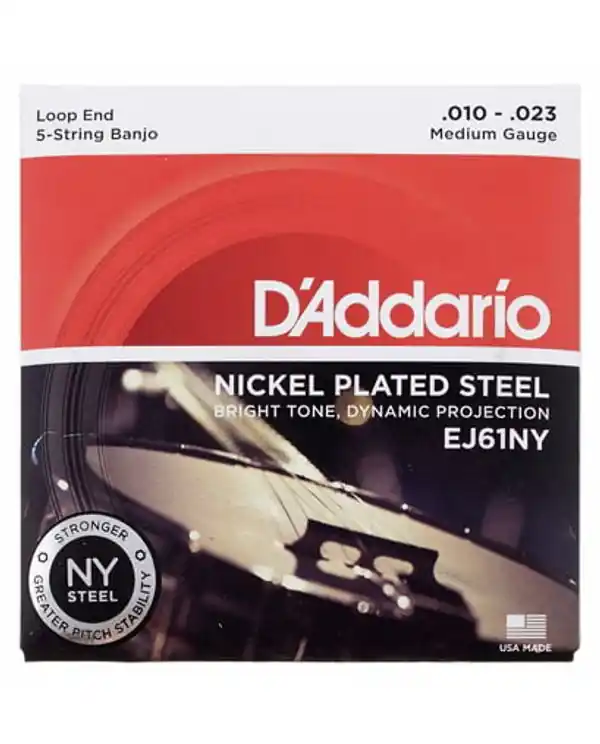 Paiement Sécurisé D‘ADDARIO EJ61NY JEU CORDES BANJO 5 CORDES "NY STEEL" - TIRANT MEDIUM