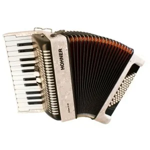 Prix Bas HOHNER BRAVO II 48 SILENT KEY ACCORDEON PIANO 48 BASSES BLANC +HOUSSE