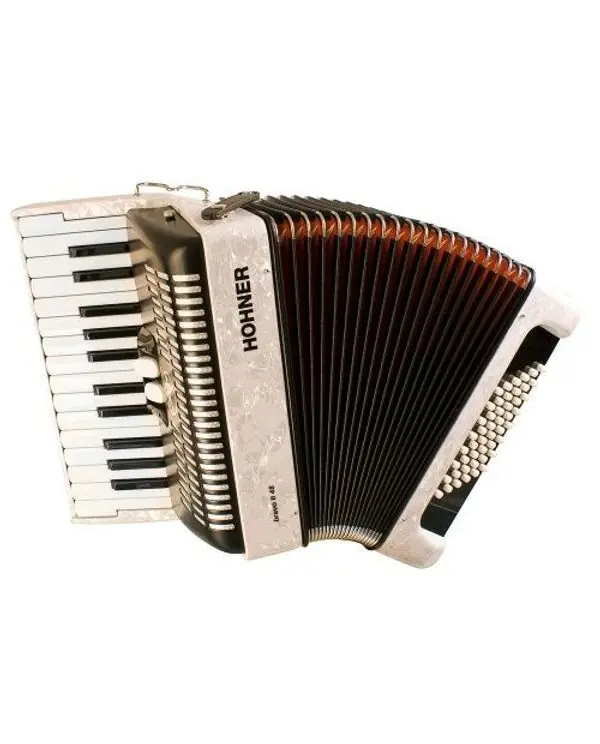 Prix Bas HOHNER BRAVO II 48 SILENT KEY ACCORDEON PIANO 48 BASSES BLANC +HOUSSE