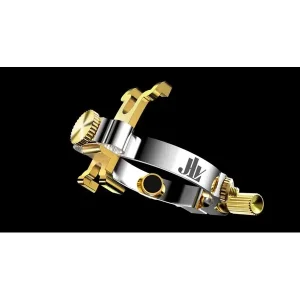 Dernière Chance JLV LIGATURE SAXOPHONE BARYTON/BASSE PLAQUEE PLATINE & OR 24k BEC EBO