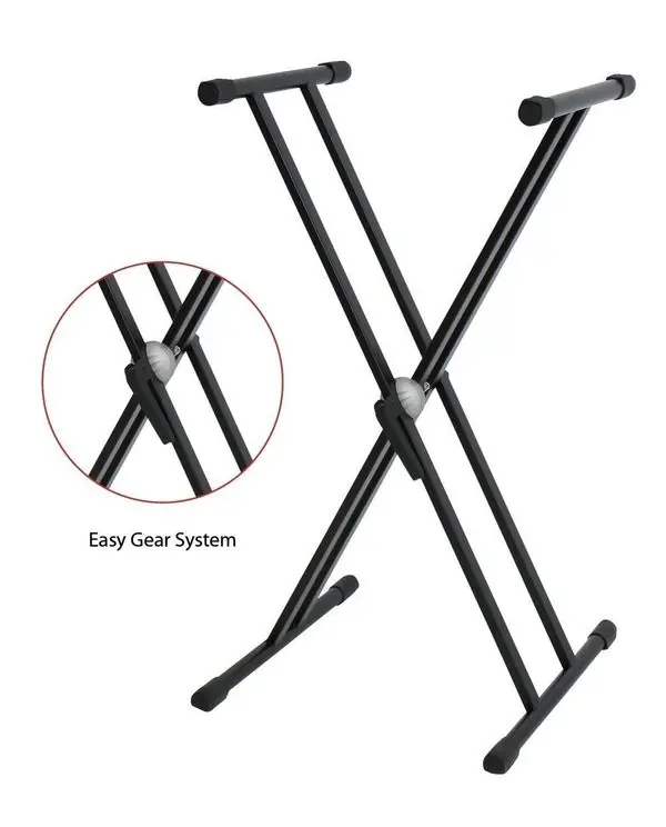 GEWA KS-50B "EASY GEAR SYSTEM" SUPPORT CLAVIER DOUBLE EN "X" NOIR Certifié